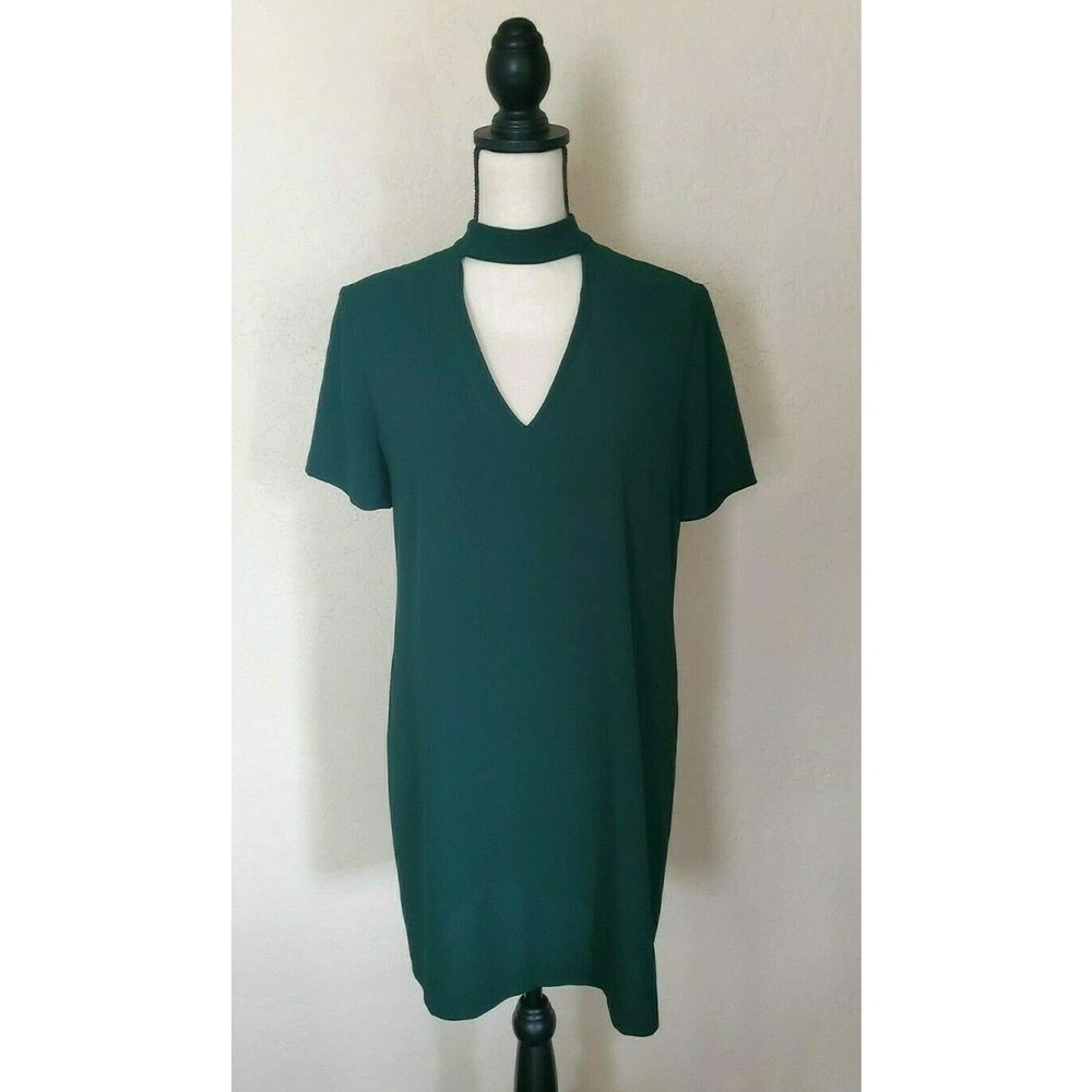 Zara Woman Green Choker Shift Dress Sz S